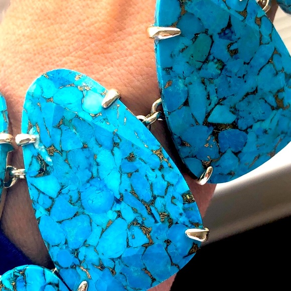 NWT Kendra Scott RARE & RETIRED Harlow Bronze Veined Turquoise & Yellow Gold😊 - Picture 8 of 11